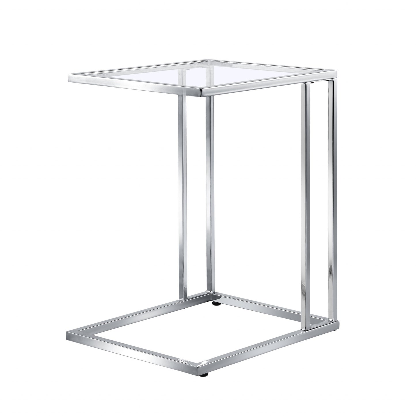 25" Chrome And Clear Glass Square End Table