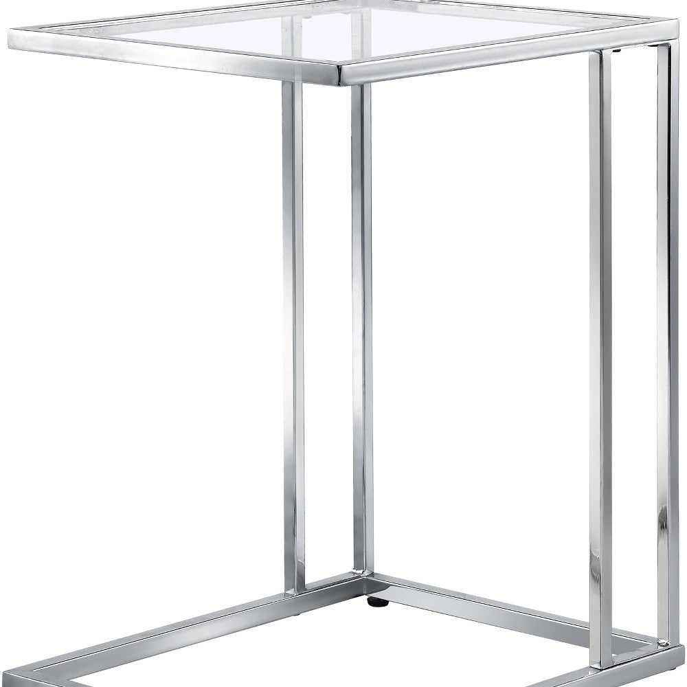 25" Chrome And Clear Glass Square End Table