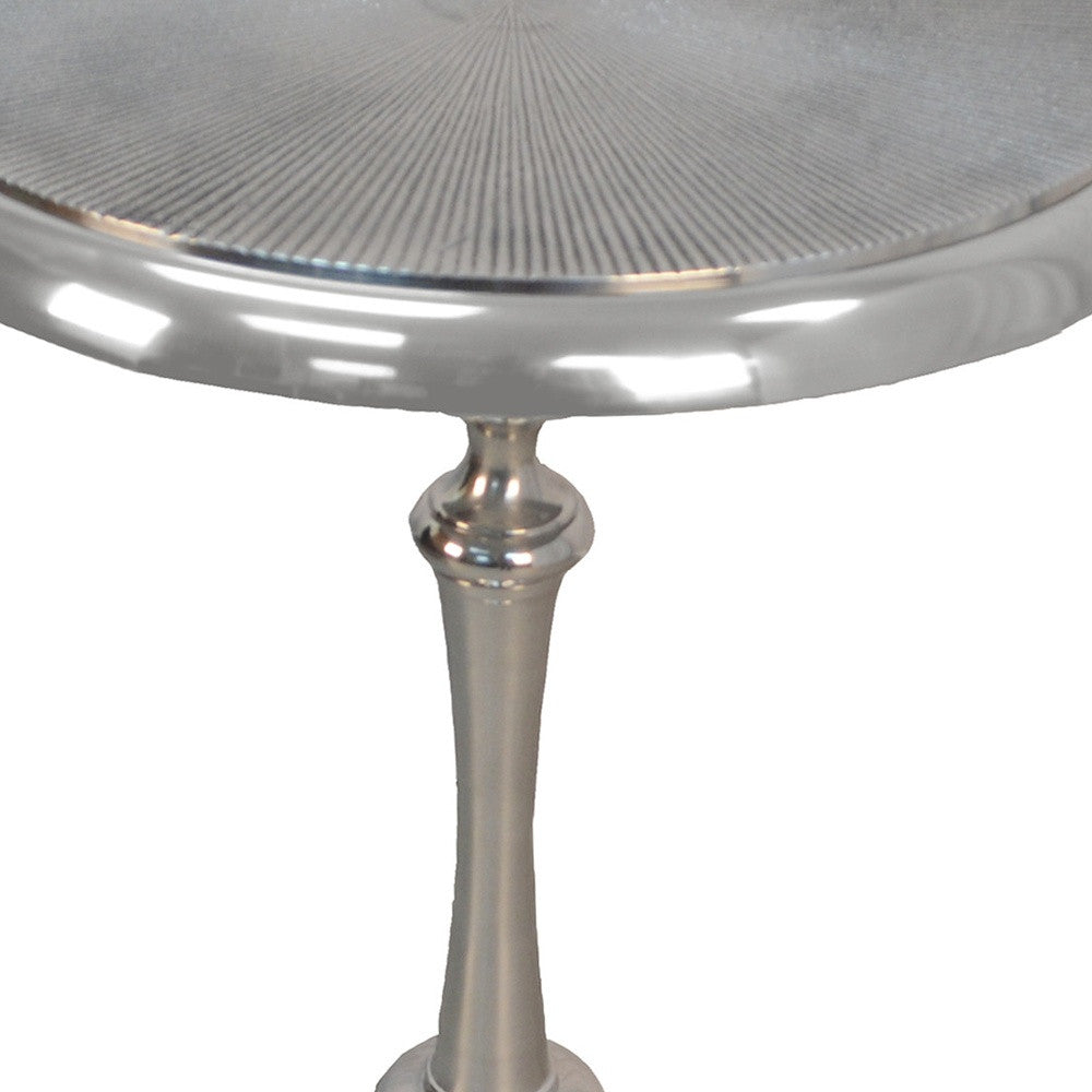 25" Aluminum Metal Textured Round Top End Table