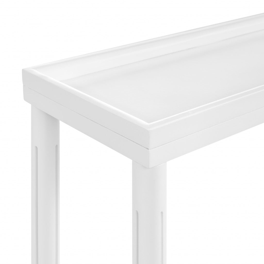 Set Of Two 24" White Wood Rectangular End Tables With Shelf