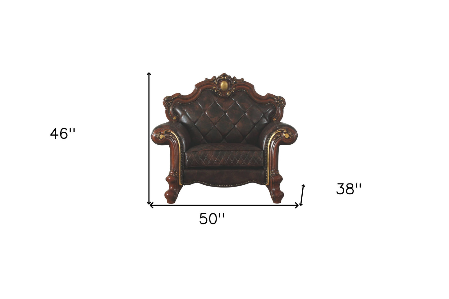 50" Chocolate Faux Leather Tufted Arm Chair