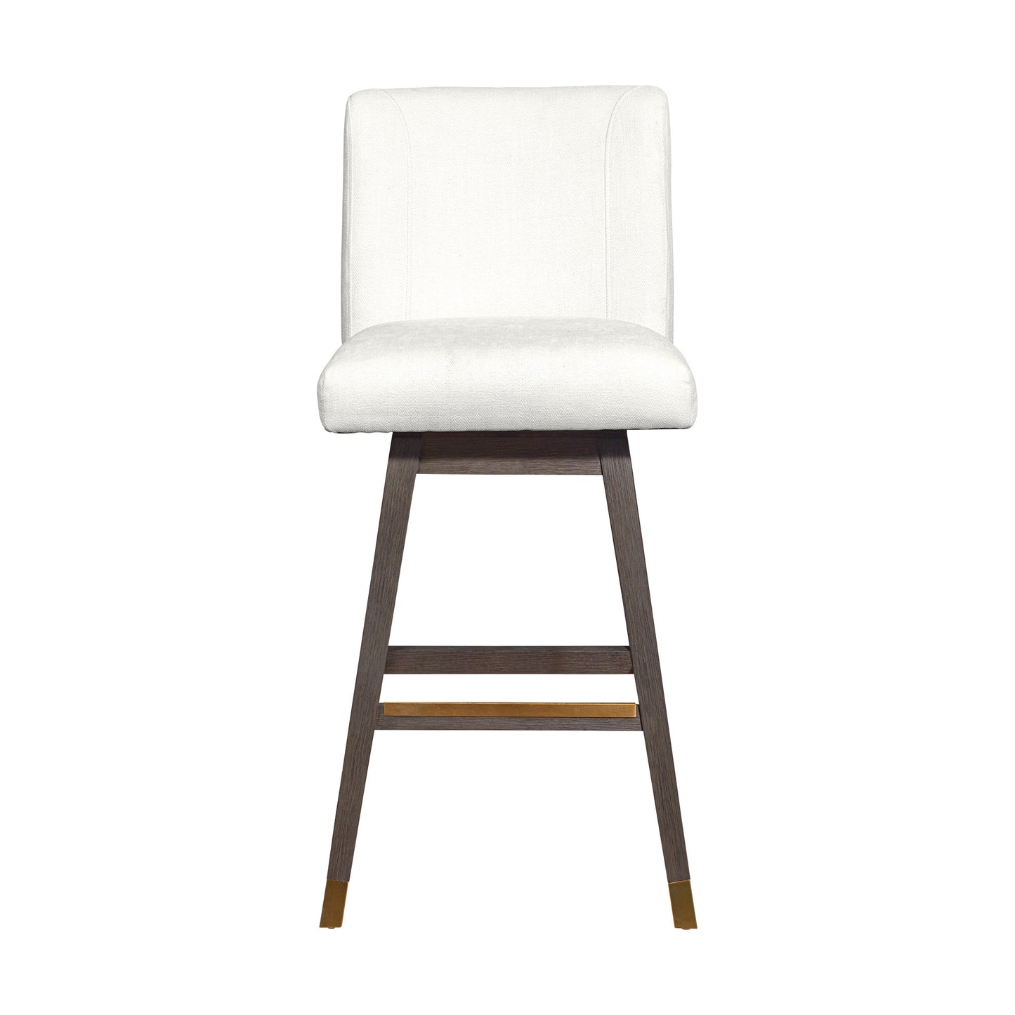 30" Pearl And Gray Solid Wood Swivel Bar Chair