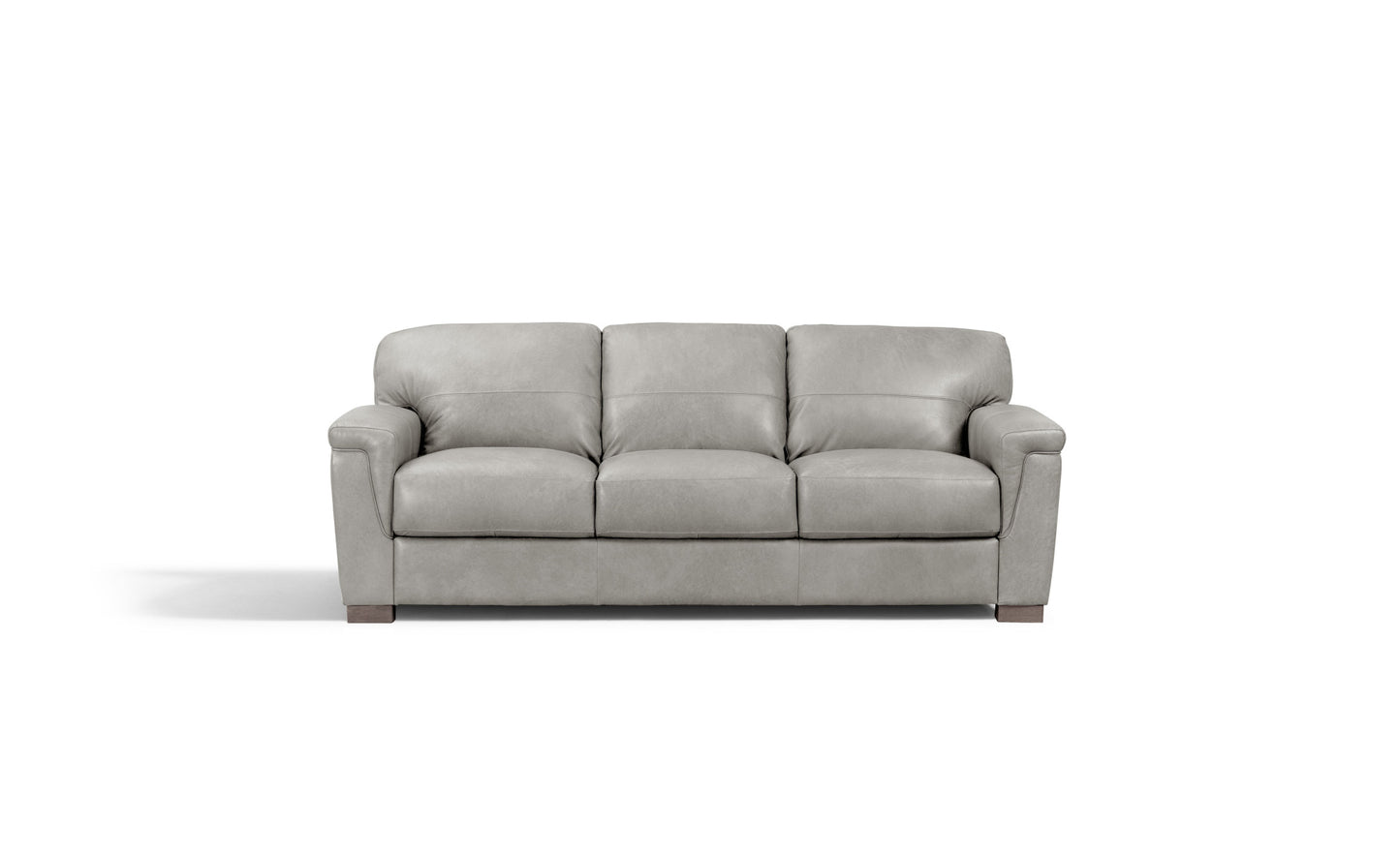 91" Gray Leather And Black Sofa