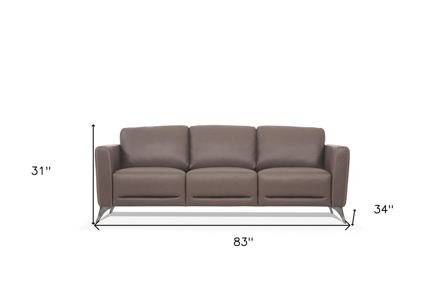 83" Taupe Leather And Black Sofa