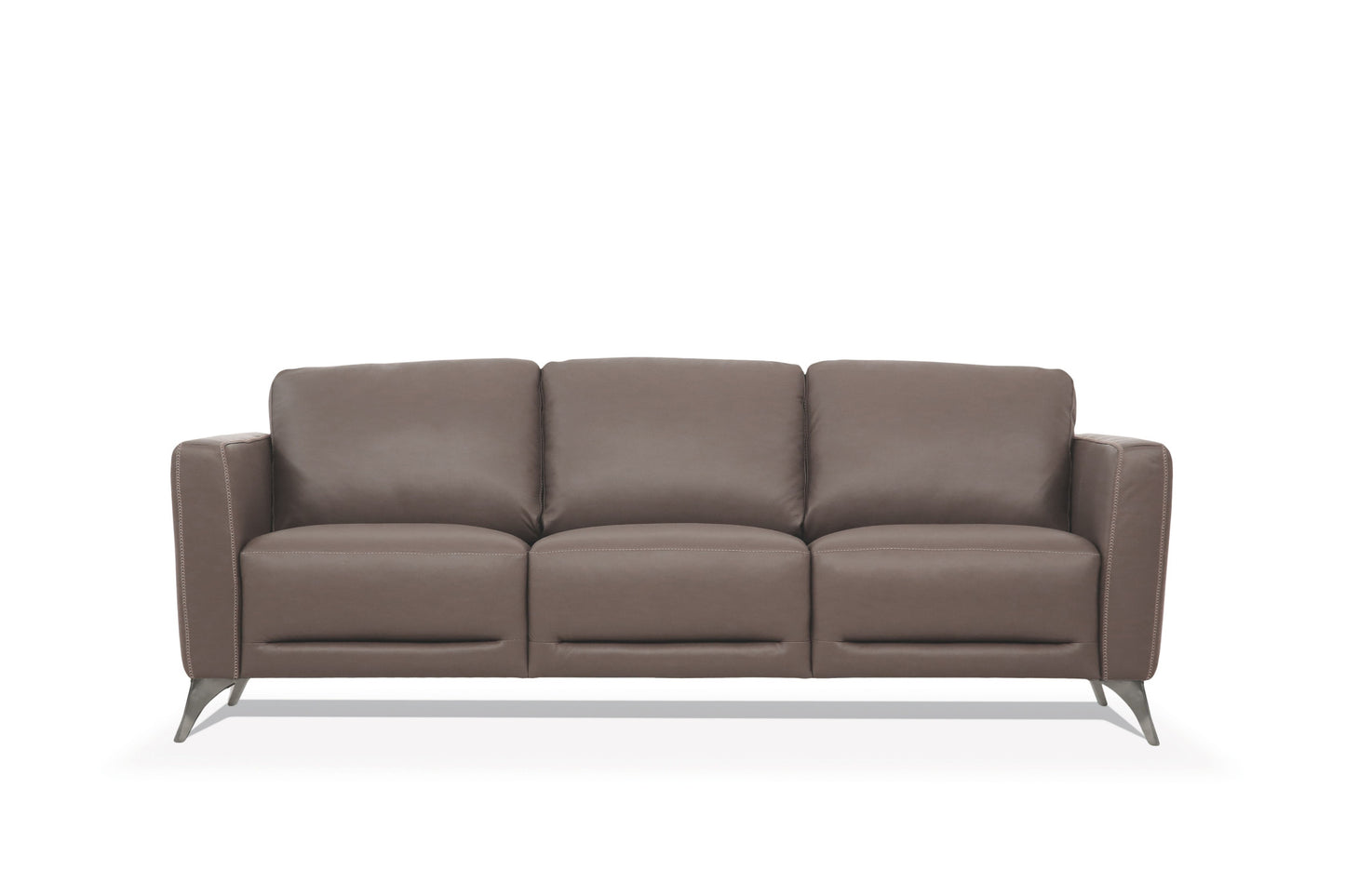 83" Taupe Leather And Black Sofa