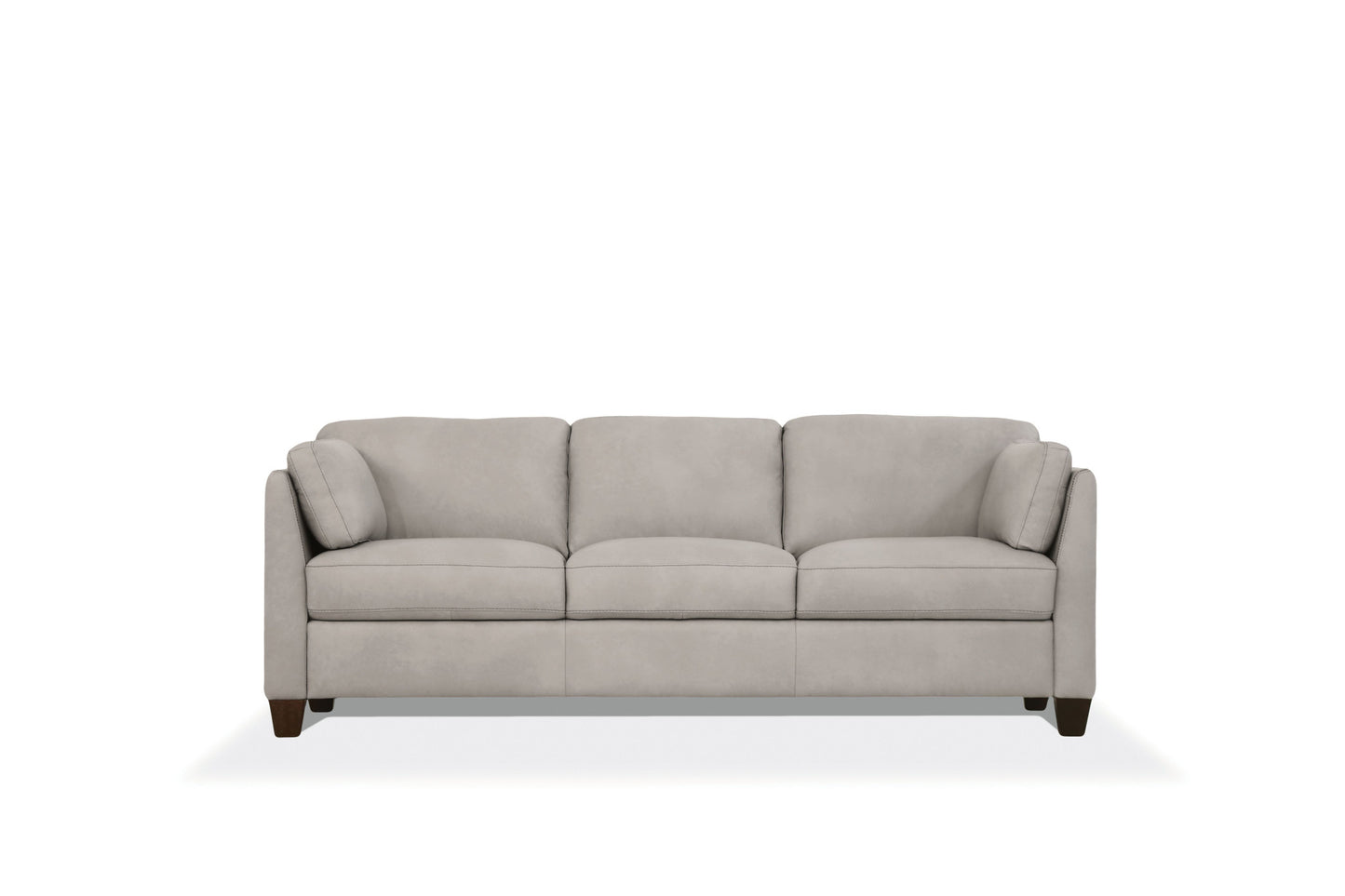 81" Dusty White Leather And Black Sofa