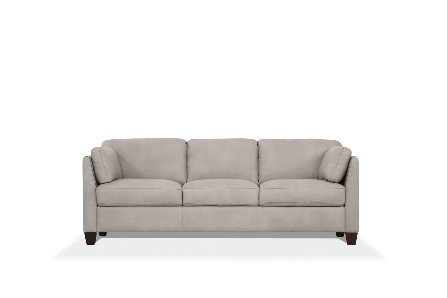 81" Dusty White Leather And Black Sofa