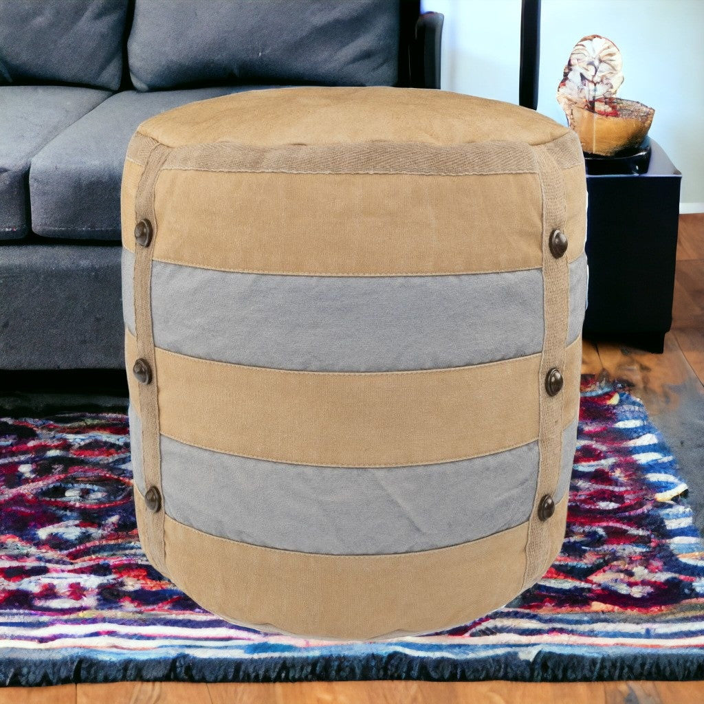 16" Tan 100% Cotton Ottoman