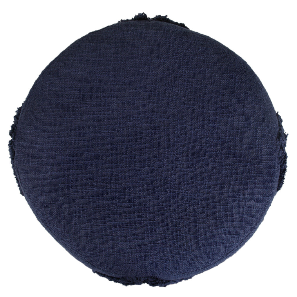 18" Blue 100% Cotton Ottoman