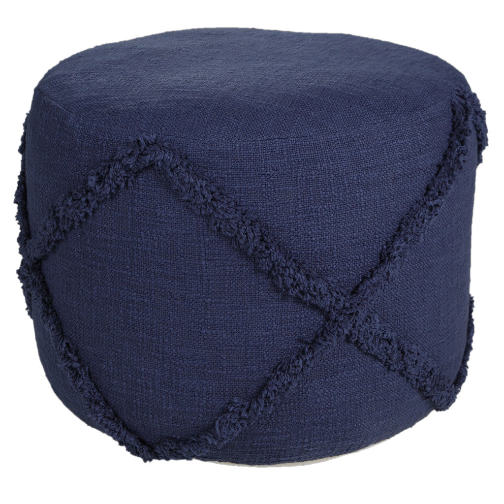 18" Blue 100% Cotton Ottoman