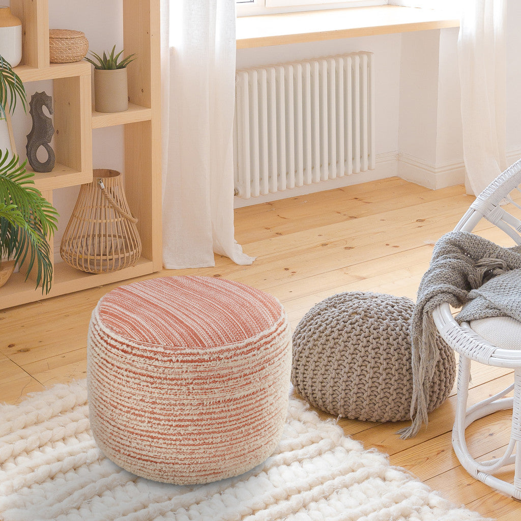 18" Pink Polyester Ottoman