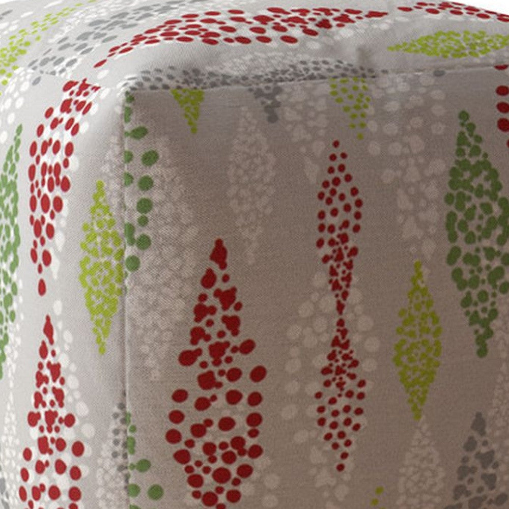 17" Ivory Cotton Polka Dots Pouf Ottoman