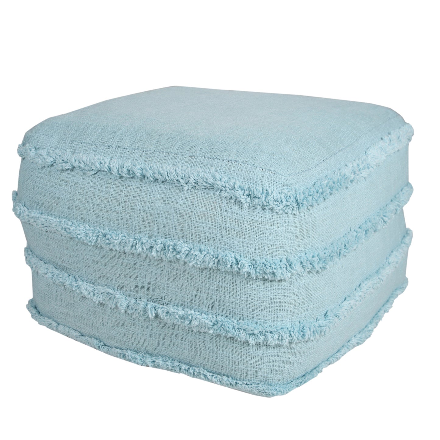 18" Blue 100% Cotton Ottoman