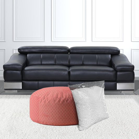 24" Coral Polyester Round Pouf Ottoman