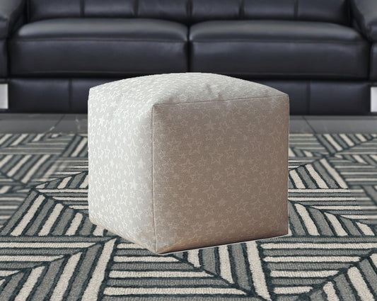 17" Gray Cotton Abstract Pouf Ottoman