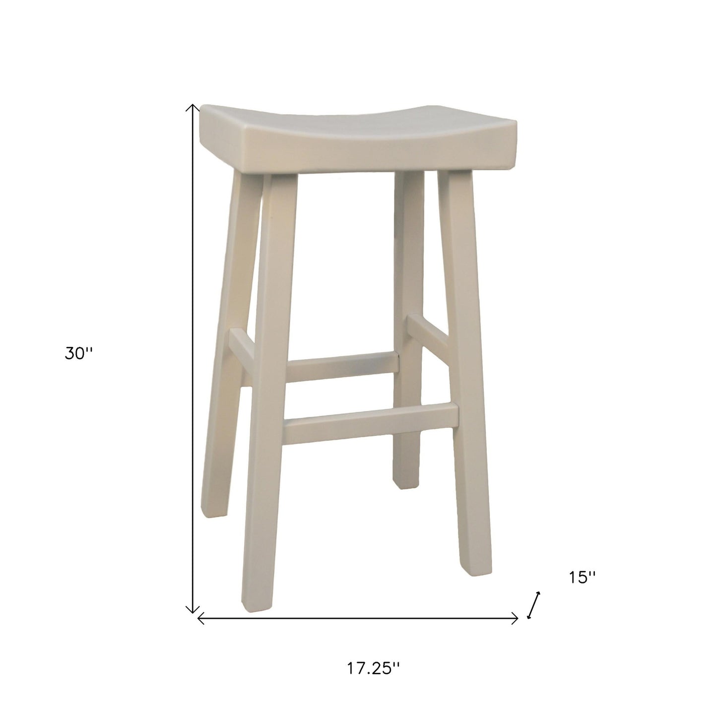 30" White Solid Wood Backless Bar Height Bar Chair