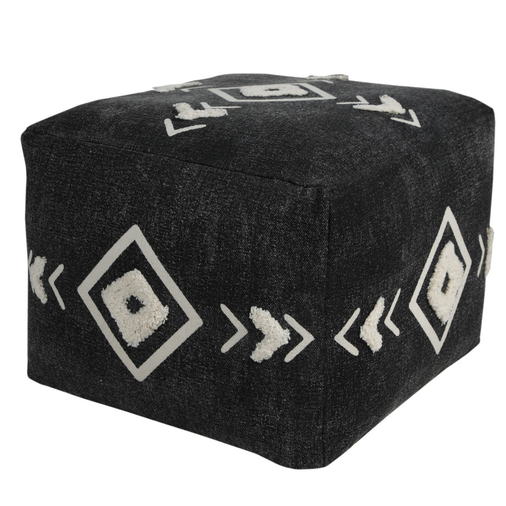 18" Black 100% Cotton Ottoman