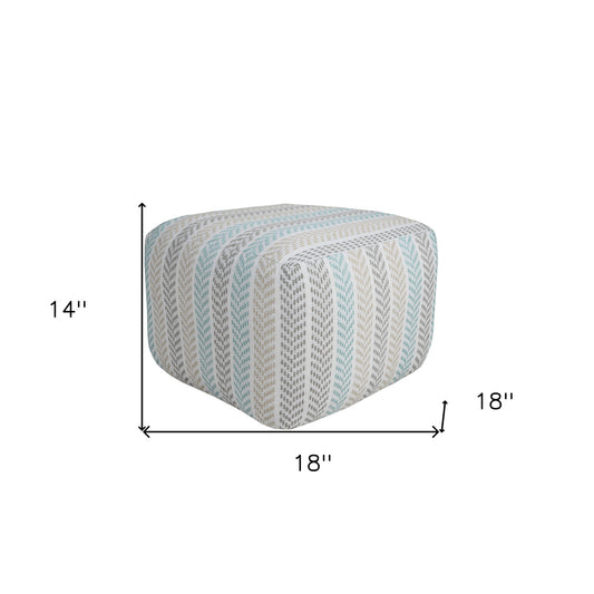 18" Blue 100% Cotton Ottoman