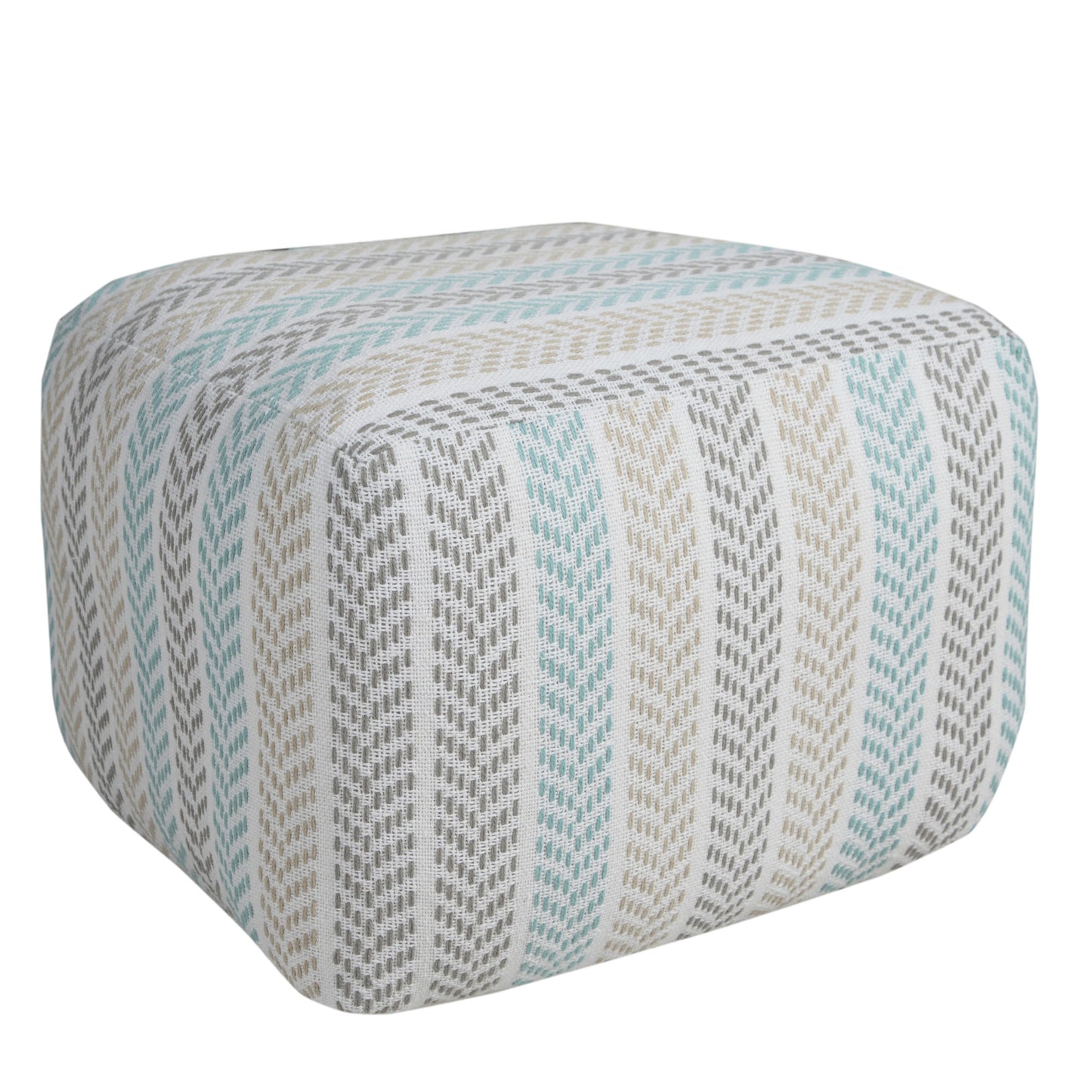 18" Blue 100% Cotton Ottoman