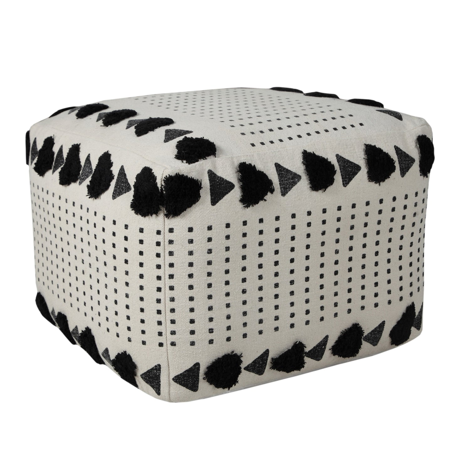 18" White 100% Cotton Ottoman