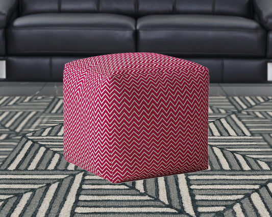 17" Pink Cotton Chevron Pouf Cover