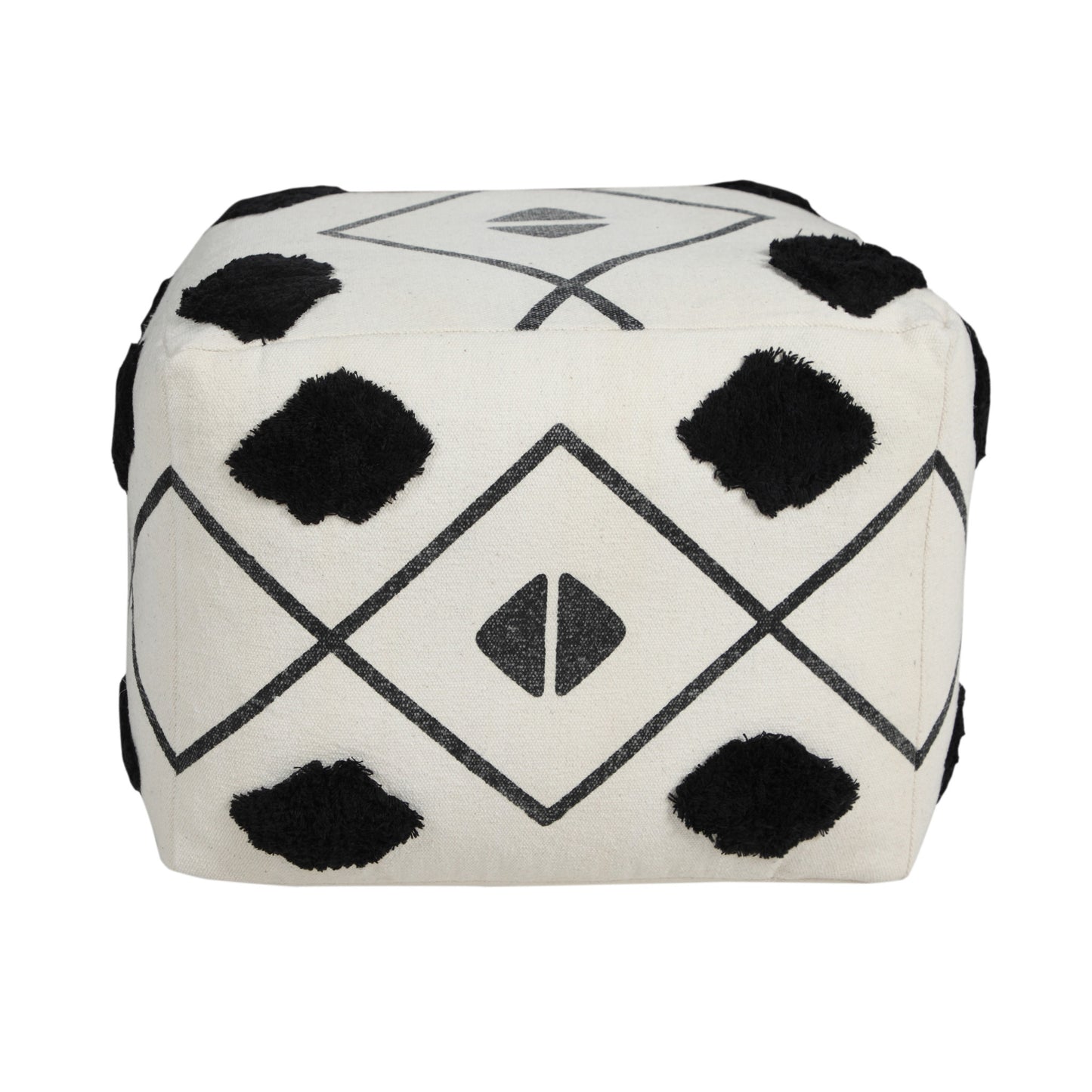 18" White 100% Cotton Ottoman