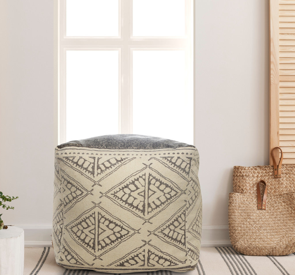 20" Beige 100% Cotton Ottoman