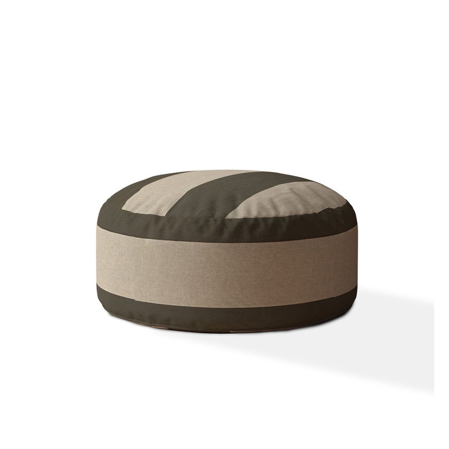 24" Green Cotton Round Striped Pouf Cover