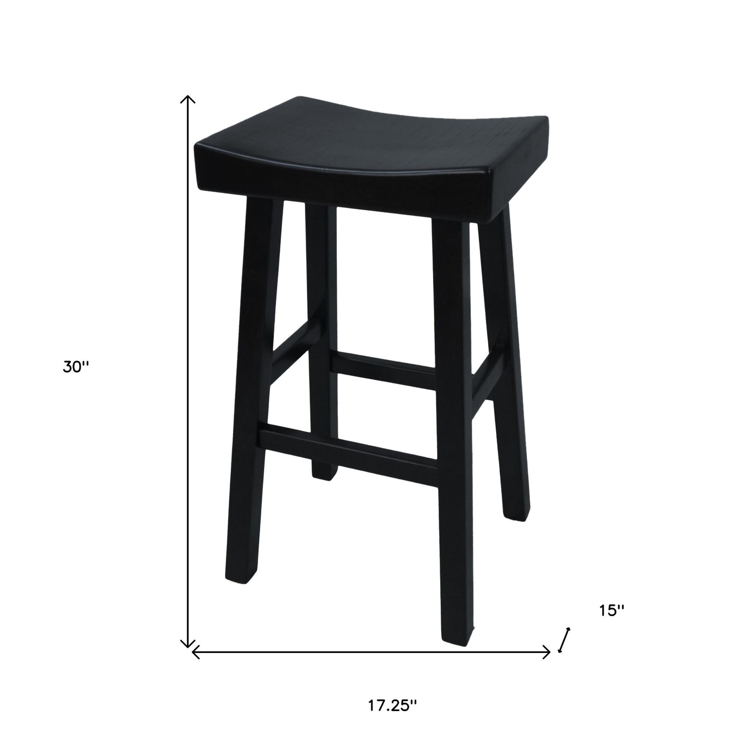 30" Black Solid Wood Backless Bar Height Bar Chair