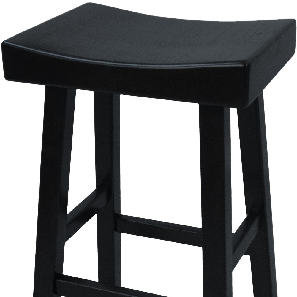 30" Black Solid Wood Backless Bar Height Bar Chair