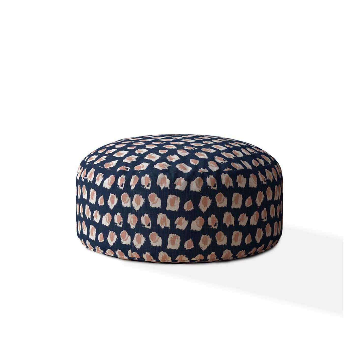 24" Blue Canvas Round Abstract Pouf Cover