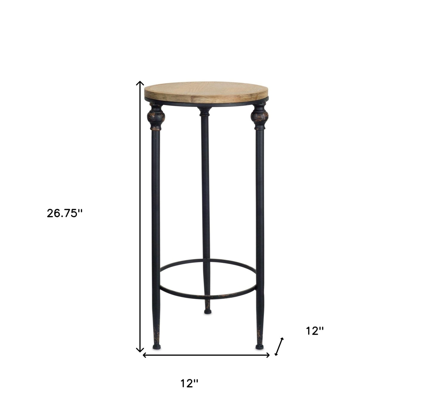 Set Of Two 12" Black And Brown Solid Wood Round End Tables