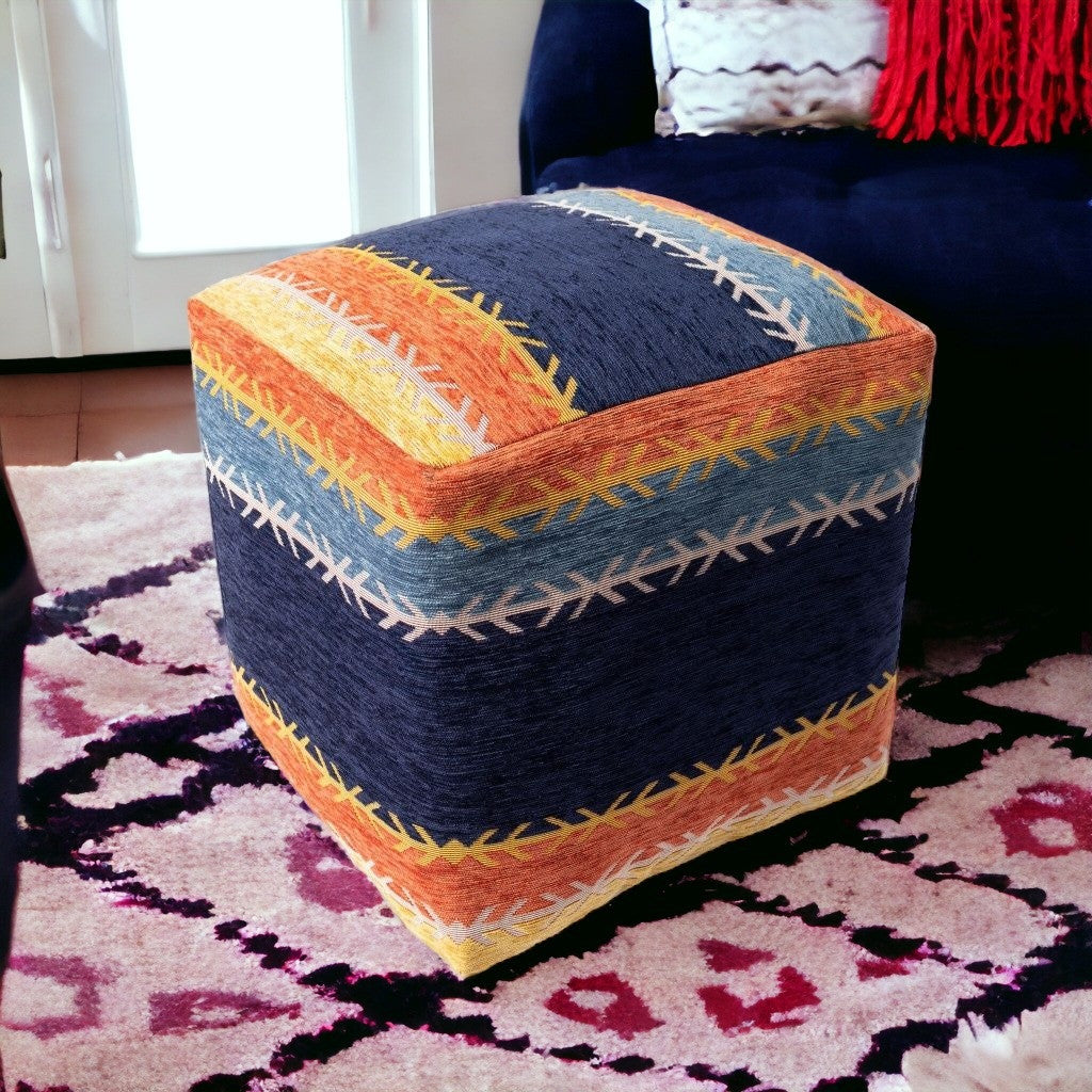 18" Multicolored Polyester Blend Ottoman