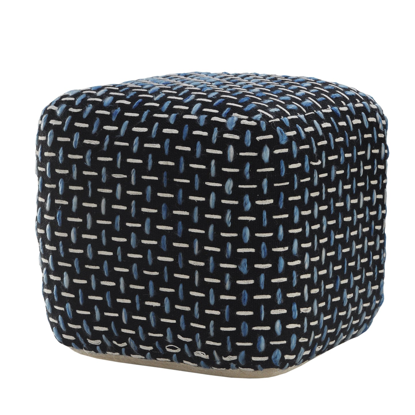 16" Black Polyester Ottoman