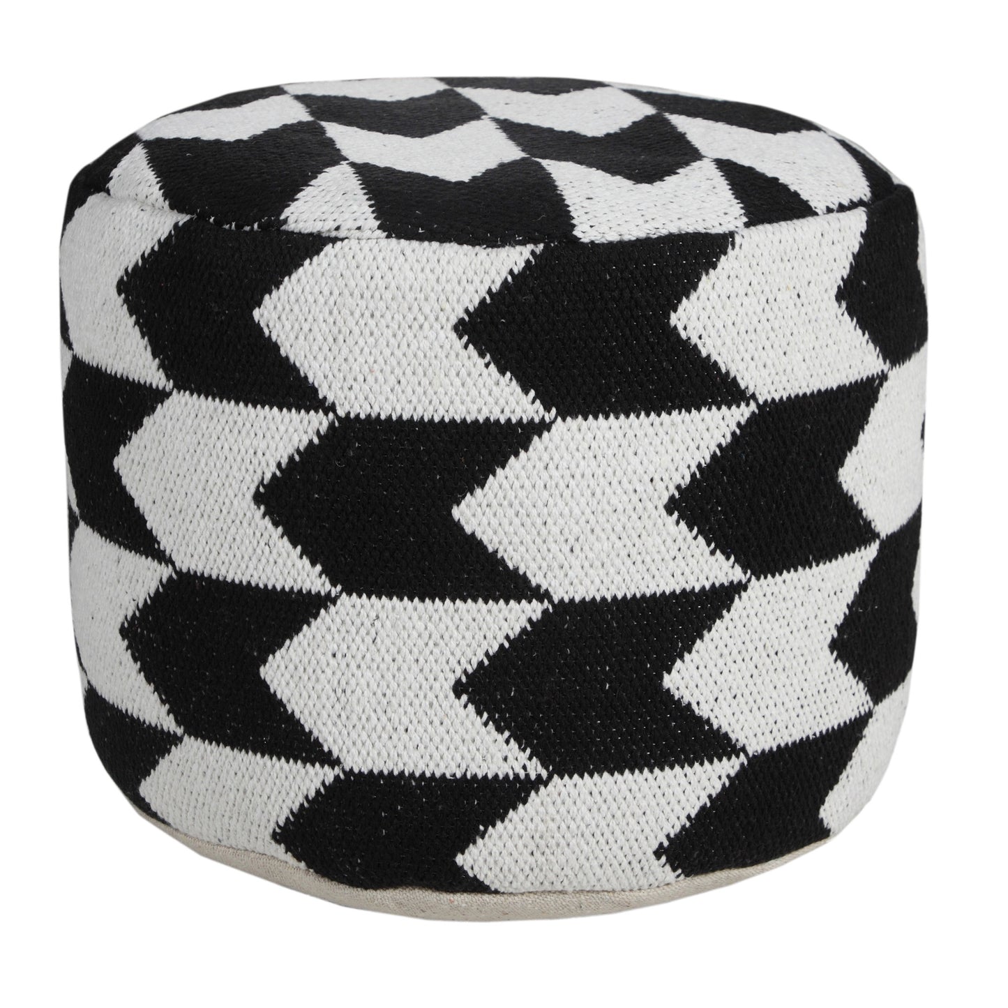 18" Black Cotton Blend Ottoman