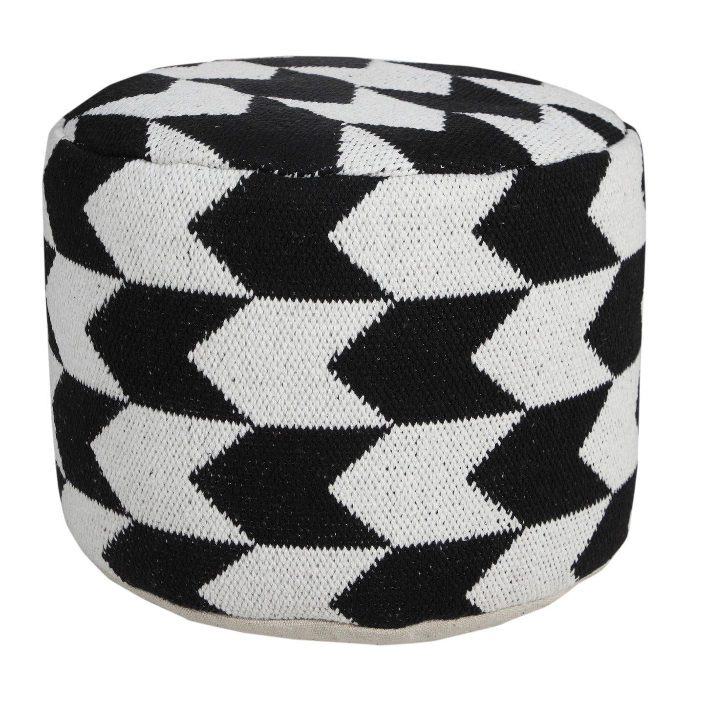 18" Black Cotton Blend Ottoman