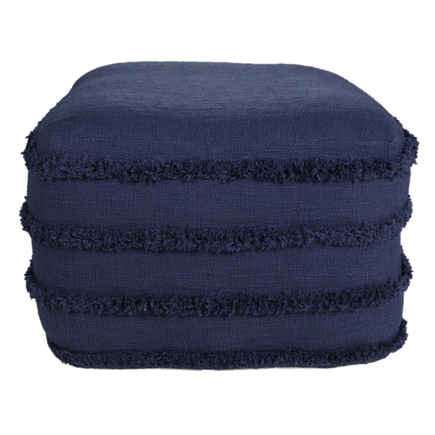 18" Blue 100% Cotton Ottoman