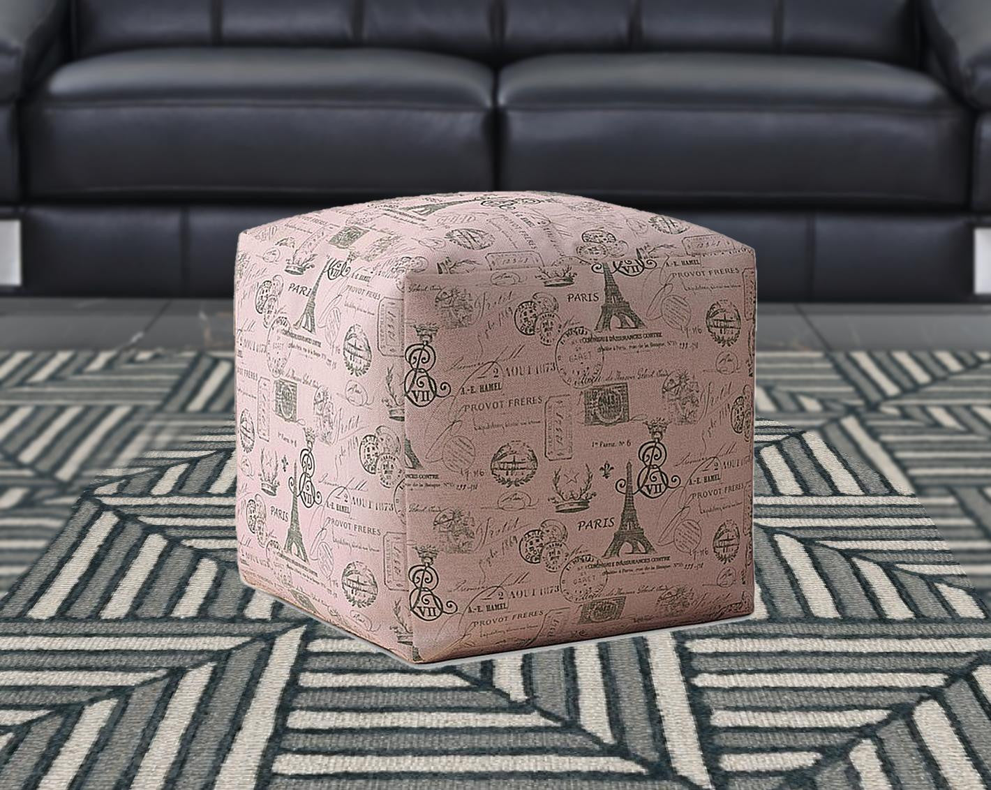 17" Gray Twill Paris Pouf Ottoman