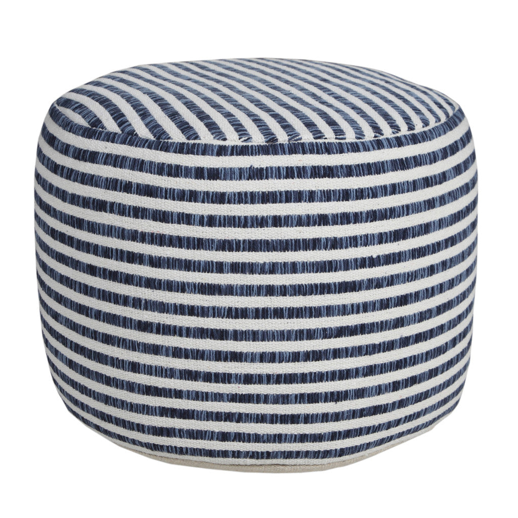 18" Blue 100% Cotton Ottoman