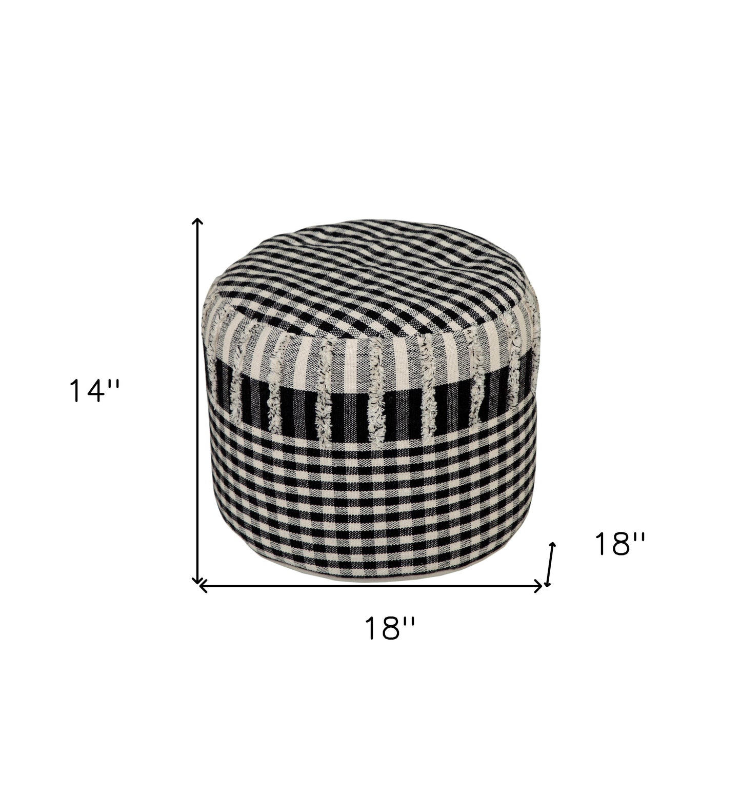 18" Black 100% Cotton Ottoman