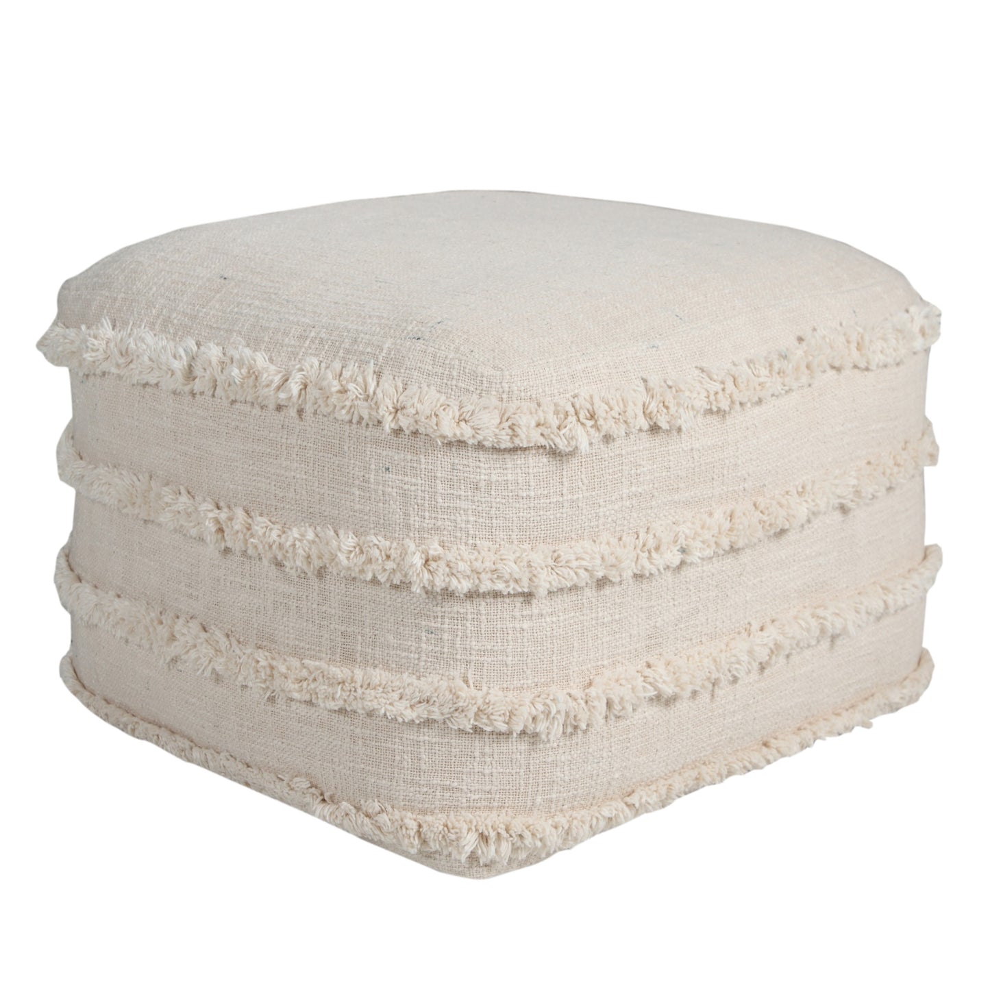 18" Cream 100% Cotton Ottoman