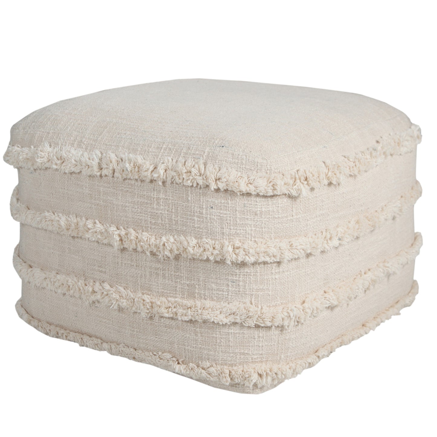 18" Cream 100% Cotton Ottoman