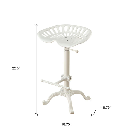 23" White Iron Backless Adjustable Height Bar Chair