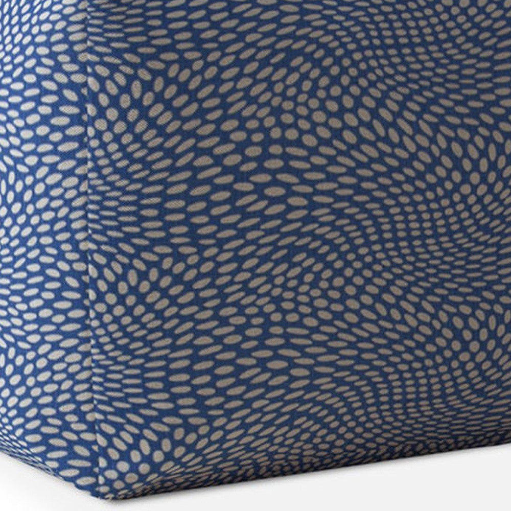 17" Blue And White Canvas Polka Dots Pouf Ottoman