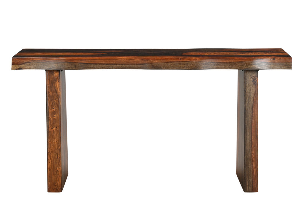 60" Dark Brown Solid Wood Frame Console Table