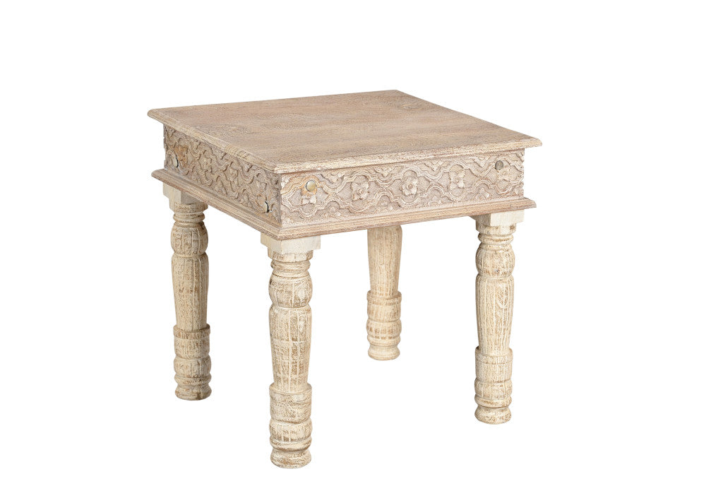 24" White Solid Wood End Table