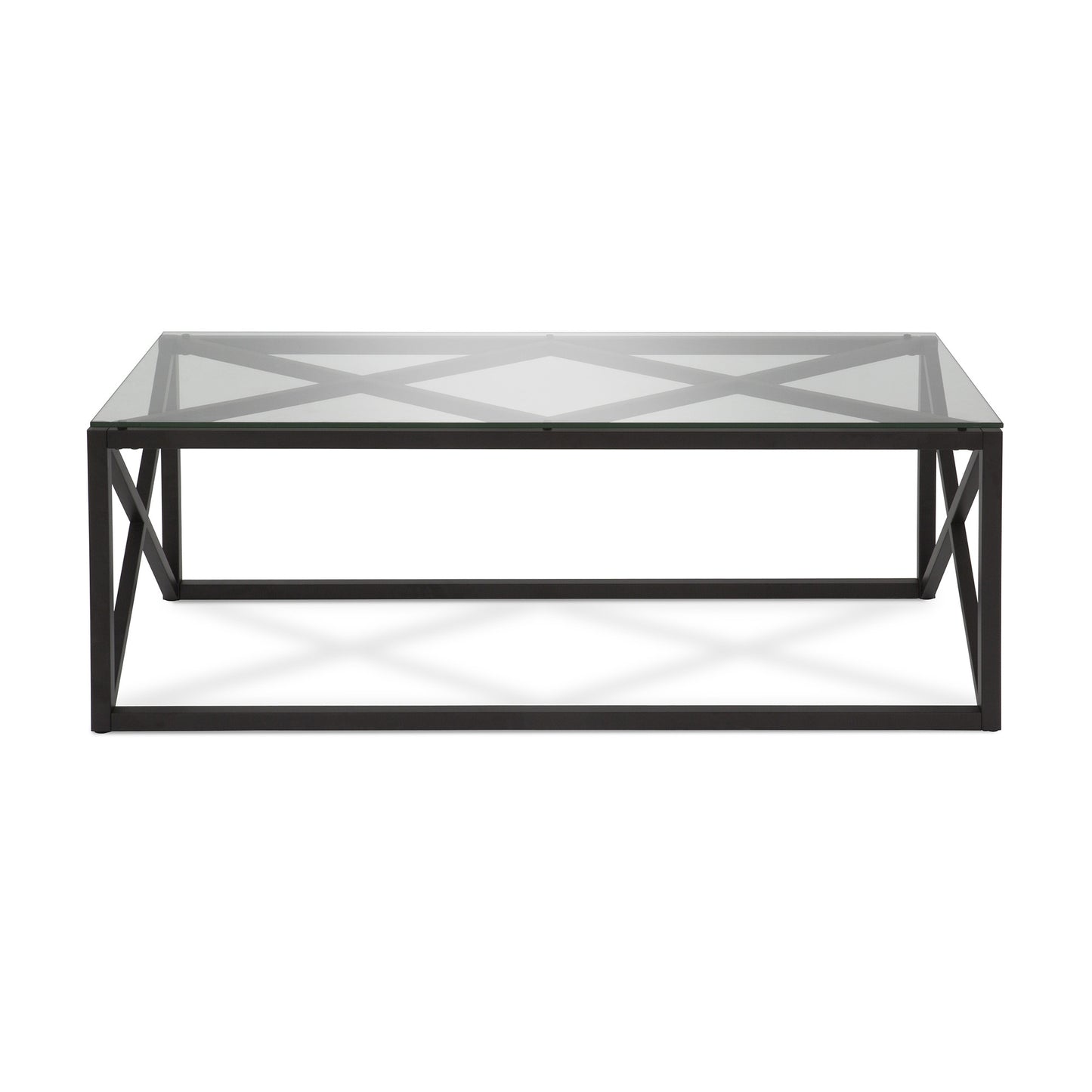 46" Black Glass And Steel Coffee Table