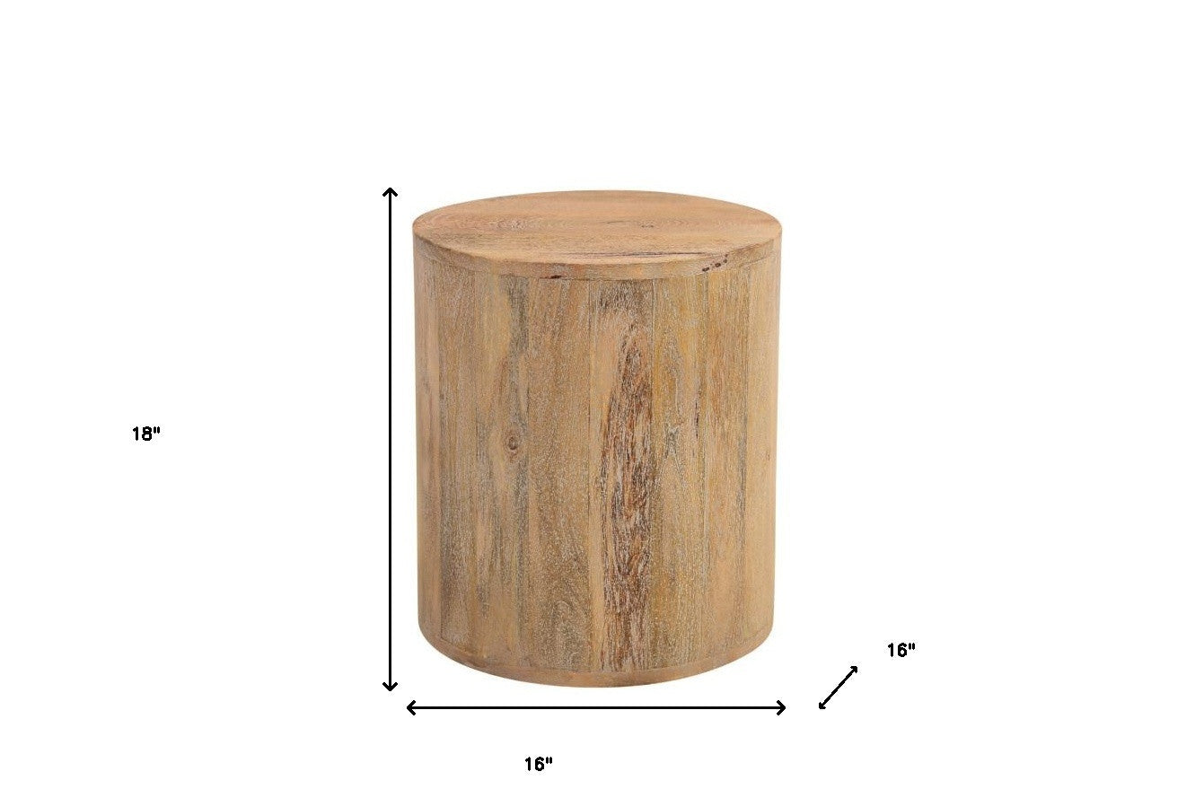 18" Natural Solid Wood Round End Table