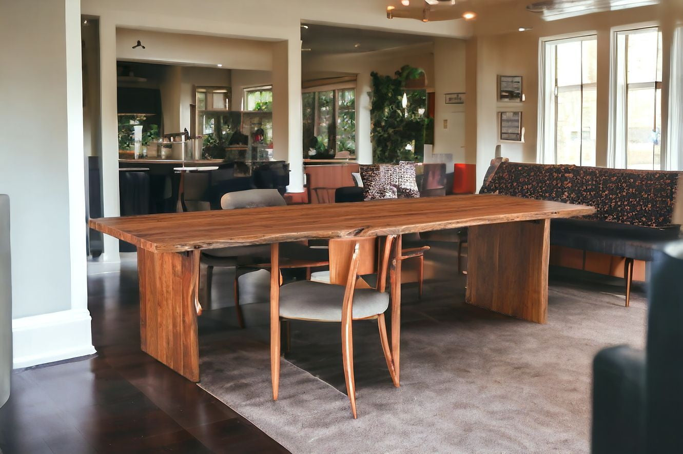 73" Brown and Natural Solid Wood Dining Bench