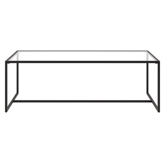 47" Black Glass And Steel Coffee Table